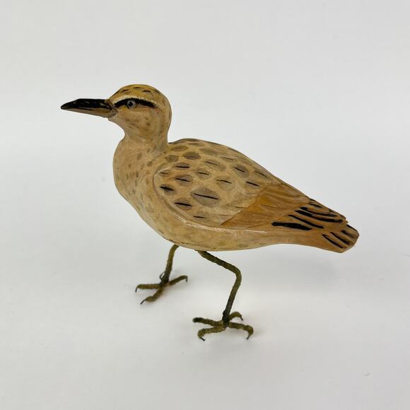 Handcarved Sandpiper Shore Bird Sculpture - Picture 1 of 7